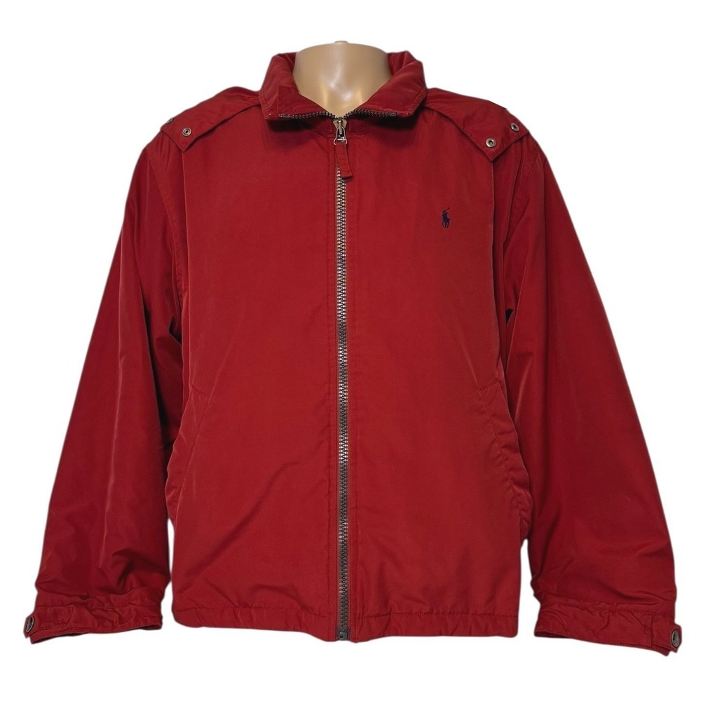 Polo Ralph Lauren Mens Size XL Red Fleece Lined Hooded Full Zip Jacket Blue Pony
